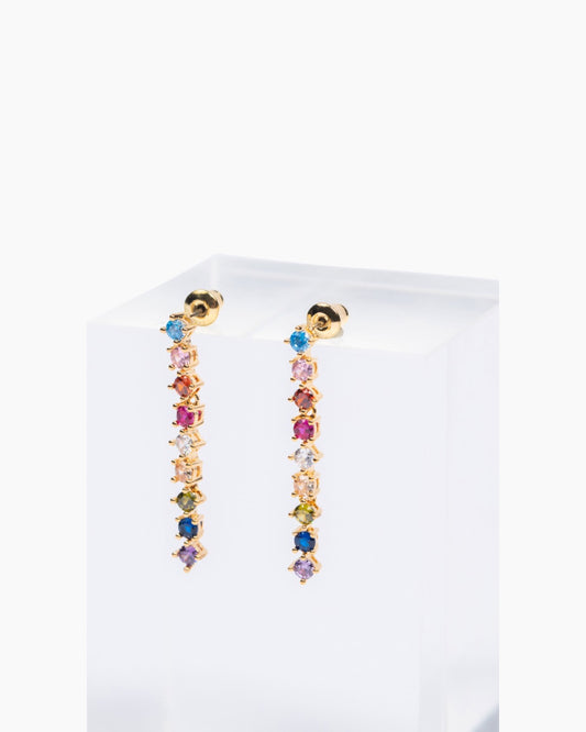 MULTICOLOR CZ STONE DROP EARRINGS