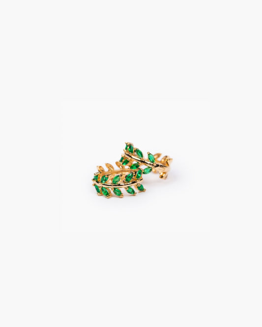 GREEN LAUREL (HUGGIE) EARRINGS